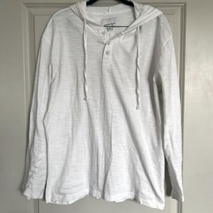 Paper Denim & Cloth Men’s White Cotton Long Sleeve T-Shirt Hoodie | Size XL